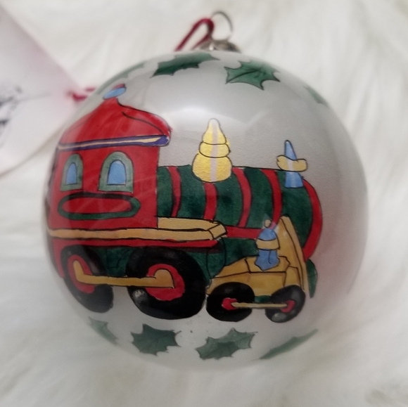 VINTAGE 1996 Reverse Painting Christmas Ornament in Box By Chase Christmas Train - Picture 2 of 8
